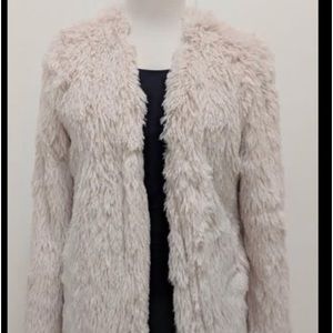 LUII FAUX FUR KNEE LENGTH JACKET SIZE S, FULLY LINED.